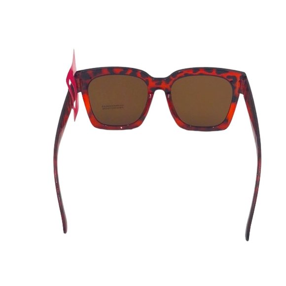 Lunettes 🕶 De Soleil Oversized Red Square Frame Sunglasses - Picture 6 of 6